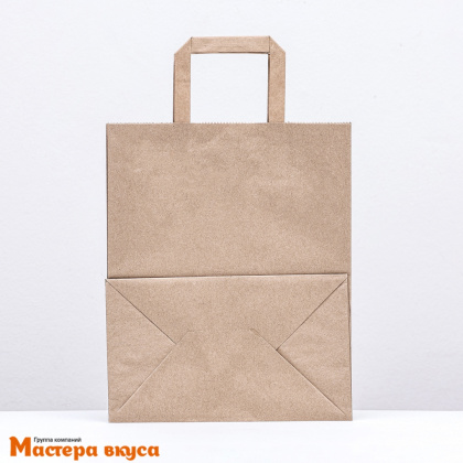 Пакет бумажный с плоскими ручками 240*140*290 мм, (крафт)