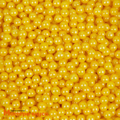 Посыпка Шарики сахарные Жемчуг ЖЕЛТЫЙ перламутр  (7 мм), 50 гр