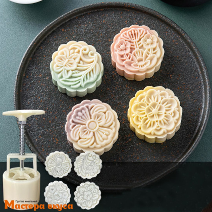 Плунжер-форма для мункейков (mooncake-лунный пряник)  ВЕСНА, d~5.6см (4 насадки)