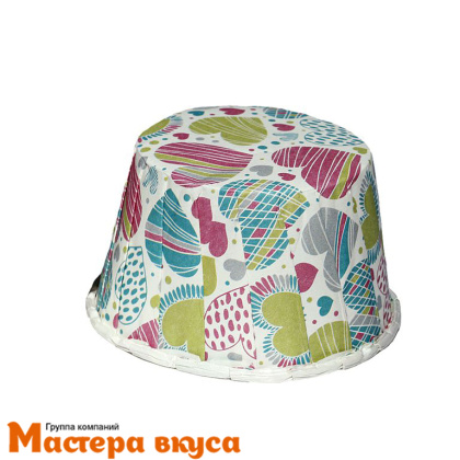 Форма бумажная Маффин 50*40 мм, ламинированная ЦВЕТНЫЕ СЕРДЦА