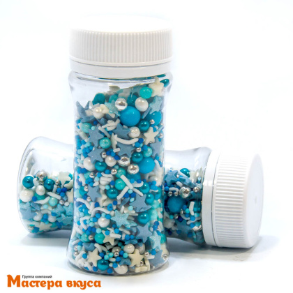 Посыпка  микс  Мастера вкуса ГОЛУБОЙ блестящий, 50гр