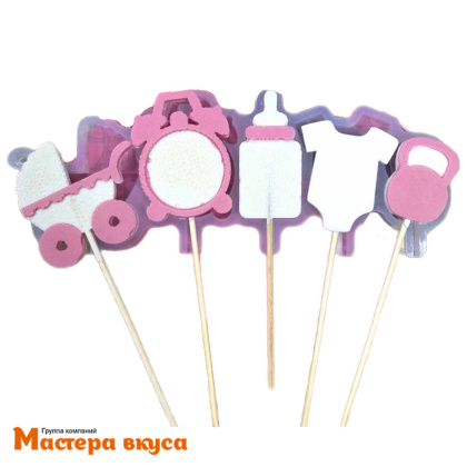 Форма для леденцов силиконовая МЕТРИКА ДЕТСКАЯ новорожденный, (5 ячеек) 