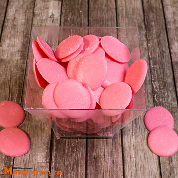 Глазурь Шокомилк со вкусом Клубники со сливками розовые дропсы, (коробка 6,5 кг - фасовка 1 кг)