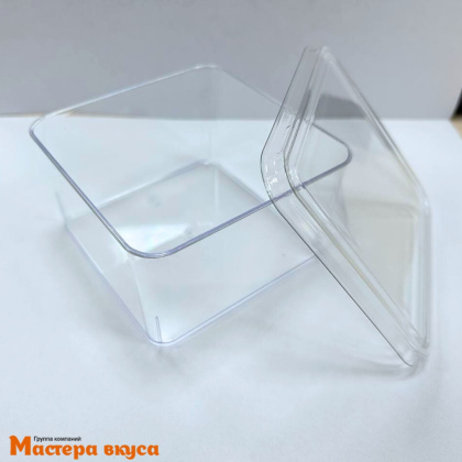 Креманка-стаканчик  с крышкой  КВАДРАТ (Кейс-торт), 350 мл, 97*97мм, h55мм, (пластик)