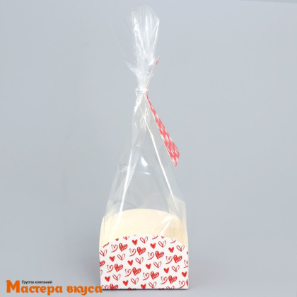 Пакет для сладостей  с коробкой  9*9*35 см, "Сердца"