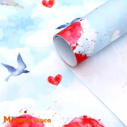 Бумага упаковочная "Любовь и голубь", 50*70 см