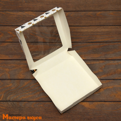 Упаковка для сладостей с окном 200*200*40 мм "Праздничное настроение"