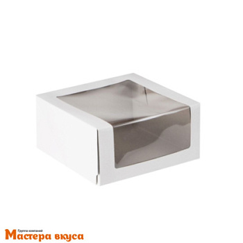Короб для торта с панорамным окном, 180*180*100 мм, белый ДЖ