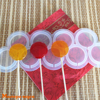 Форма для леденцов силиконовая КРУЖКИ, (9-10 ячеек), d~4 см