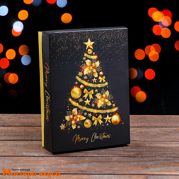 Упаковка для сладостей крышка/дно 210*150*57 мм  (Ёлка желаний)