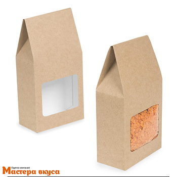 Упаковка OSQ Tea Box с квадратным окном без пленки (крафт), 92*50*180/110 мм