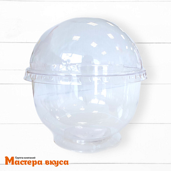 Креманка-стаканчик  с крышкой КРИСТАЛЛ купол, 200 мл, D9см h6см (пластик)