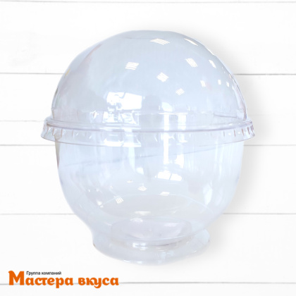 Креманка-стаканчик  с крышкой КРИСТАЛЛ купол, 200 мл, D9см h6см (пластик)