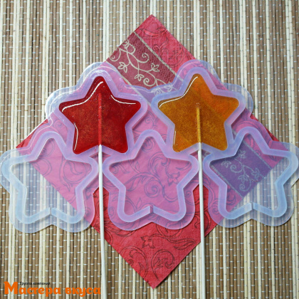 Форма для леденцов силиконовая ЗВЕЗДА, (5 ячеек) d~7 см