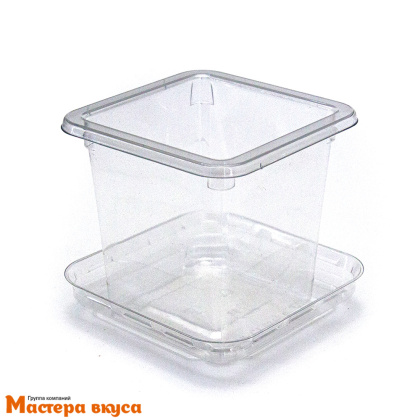 Креманка-стаканчик  с крышкой КВАДРАТ (контейнер), 200 мл, 80*80мм h75мм (ПЭТ)