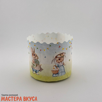 Форма бумажная для кулича (100г) d70*h60 мм РЕТРО ЗАЙЦЫ