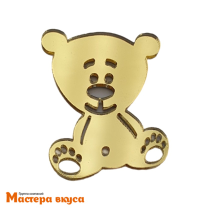 Зеркальное украшение  мини МИШКА Teddy, золото, (набор 4 шт) ~4*4,8 см