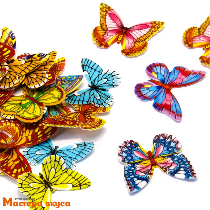 Вафельные БАБОЧКИ цветные с рисунком, (упак 10 шт)