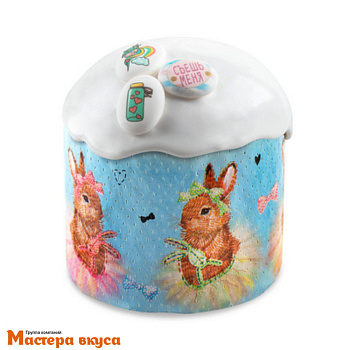 Форма бумажная для кулича (200г) d90*h90 мм ЗАЙЧИКИ