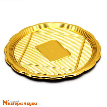 Поднос круглый МЕДОРО пластик (золото), D-24 см