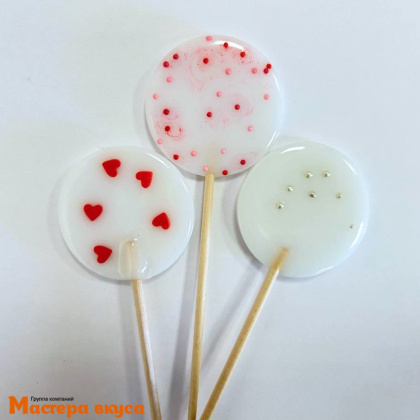 Карамель леденцовая на палочке ДИСК однотонный белый, d~5 см