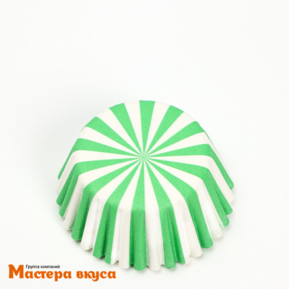 Капсула бумажная для конфет, d-3,5см  h-2см, ЗЕЛЕНЫЕ ПОЛОСЫ (миниупак ~20-25 шт)