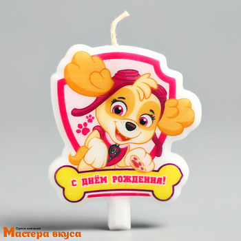 Свеча  С ДНЕМ РОЖДЕНИЯ мульт Щенячий патруль Скай, (h-6см)  ©