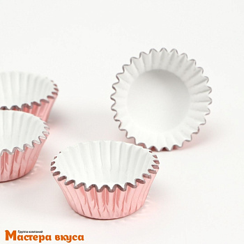 Капсула бумажная для конфет, d-3,5см  h-2см,  МЕТАЛЛИК РОЗОВАЯ (миниупак ~20-25 шт)