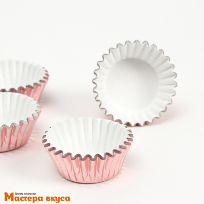 Капсула бумажная для конфет, d-3,5см  h-2см,  МЕТАЛЛИК РОЗОВАЯ (миниупак ~20-25 шт)