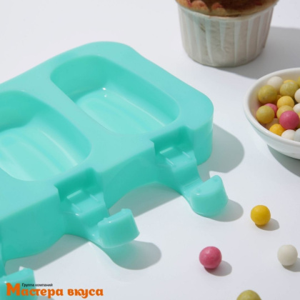 Форма для мороженого силиконовая (эскимо) КЛАССИКА, (4 ячейки) 25,8*14,6*2,6 см