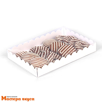 Упаковка для пряников и печенья с прозр. крышкой 220*150*30 мм (белая)