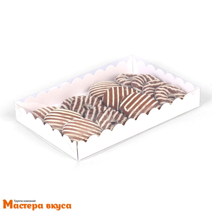 Упаковка для пряников и печенья с прозр. крышкой 220*150*30 мм (белая)