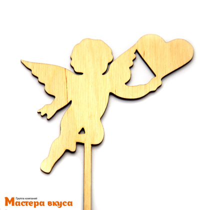 Топпер деревянный силуэт АНГЕЛ (с сердцем)