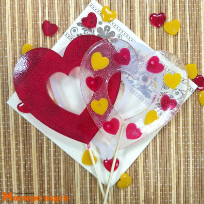 Форма для леденцов силиконовая СЕРДЦЕ СКВОЗНОЕ БОЛЬШОЕ, D~12 см