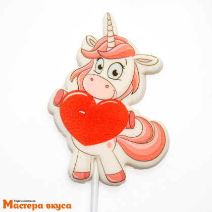 Топпер сахарный "Единорог с сердцем", ~10 см