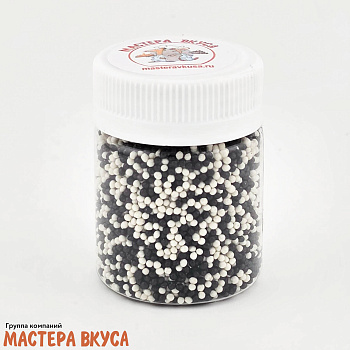 Посыпка Шарики сахарные Бисер микс Черно-Белый (d1мм), 50 г