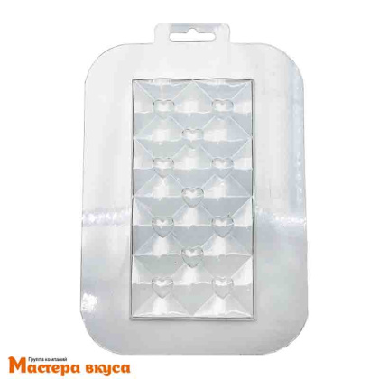 Форма для шоколада пластиковая, плитка СЕРДЕЧКИ, 154*79*9 мм