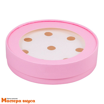 Упаковка для конфет  8 шт тубус с окном d165 h35мм (розовая матовая) (3-д)