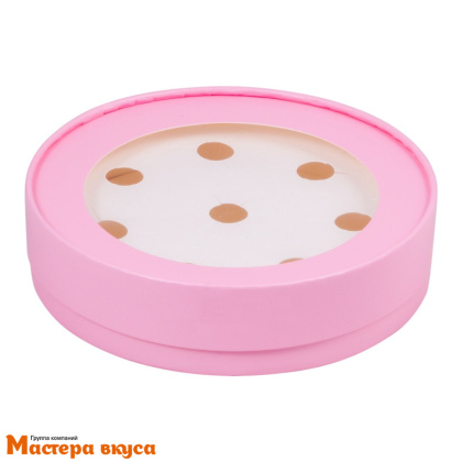 Упаковка для конфет  8 шт тубус с окном d165 h35мм (розовая матовая) (3-д)