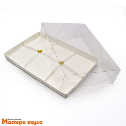 Коробка 6 ячеек для муссовых десертов с пластиковой крышкой, 260*170*60 мм (белая) (3-д)