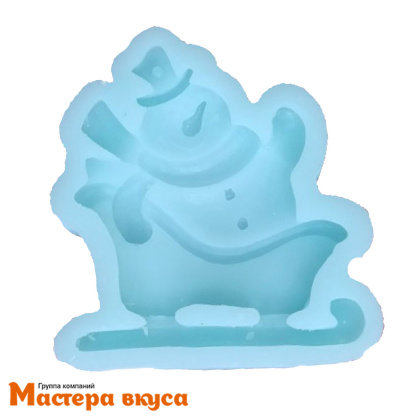Молд силиконовый  СНЕГОВИК НА САНЯХ, изд 7,2*6,8*h1,3 см (шоколад~32гр)