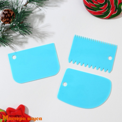 Шпатель-скребок пластиковый  в наборе 3шт (11,2*8*0,5 см),  "Сладкого года"