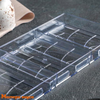 Форма для шоколада  прочный пластик ПЛИТКА ОСКОЛКИ, (4 ячейки) 28*14 см