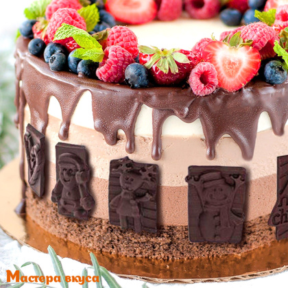 Форма для шоколада силиконовая  РОЖДЕСТВО Мини-плиточки, (16 ячеек) 28,8*17*0,8 см