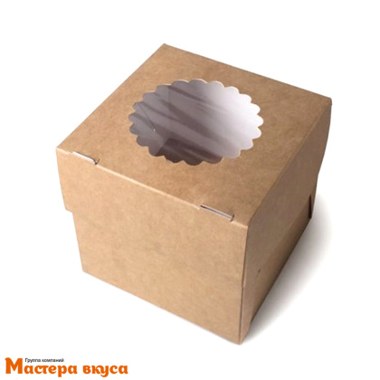 Коробка для  1 капкейка и кулича с окном, 100*100*100 мм (крафт), OSQ MUF
