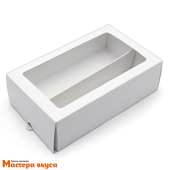 Упаковка для макаронс 12 шт, с окном 180*110*55 мм (белая)