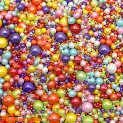 Посыпка Шарики сахарные Жемчуг РАЗНОЦВЕТНЫЙ перламутр (микс d2,3,5,7,10мм), 50гр