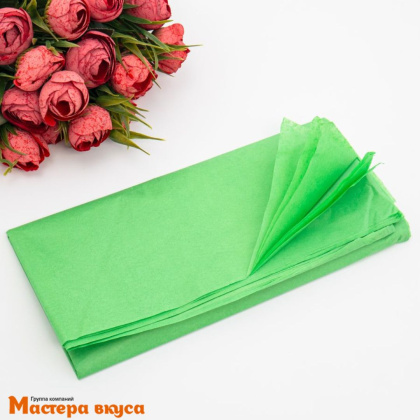 Бумага упаковочная тишью ЗЕЛЁНОЕ ЯБЛОКО 50*66 см (упак 10листов) 