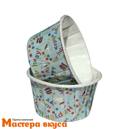 Форма бумажная Маффин 50*40 мм, ламинированная ДЕНЬ РОЖДЕНИЯ