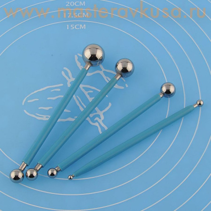 Набор палочек с металич шариками для работы с мастикой, (набор 4 шт)